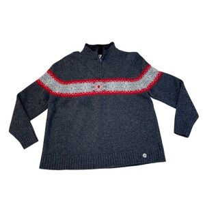 WoolRich Women’s Onyx Heather Snowflake Lambs Wool 1/4 Zip Pullover Sweater XL